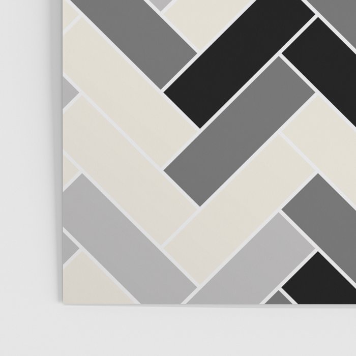 Black Gray Ivory Herringbone Pattern Pairs Valspar 2023 COTY Cozy White 3008-10C Poster Gallery Image 3