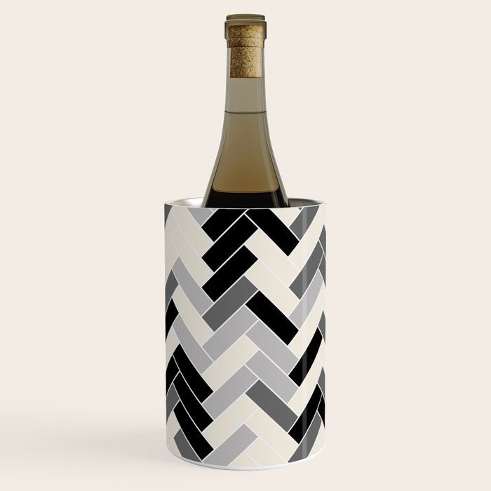 Black Gray Ivory Herringbone Pattern Pairs Valspar 2023 COTY Cozy White 3008-10C Wine Chiller Gallery Image 2