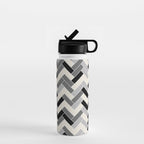 Black Gray Ivory Herringbone Pattern Pairs Valspar 2023 COTY Cozy White 3008-10C Water Bottle Gallery Image 1