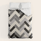 Black Gray Ivory Herringbone Pattern Pairs Valspar 2023 COTY Cozy White 3008-10C Duvet Cover Gallery Image 6