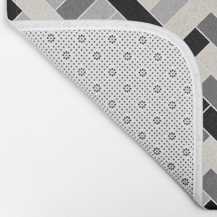 Black Gray Ivory Herringbone Pattern Pairs Valspar 2023 COTY Cozy White 3008-10C Bath Mat Gallery Image 2