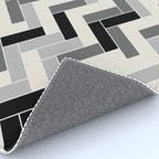Black Gray Ivory Herringbone Pattern Pairs Valspar 2023 COTY Cozy White 3008-10C Rug Gallery Image 4