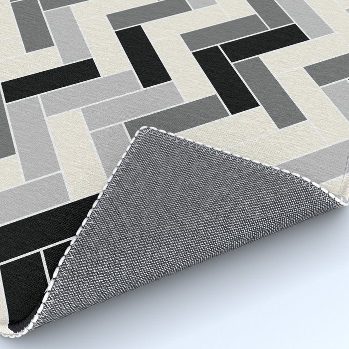 Black Gray Ivory Herringbone Pattern Pairs Valspar 2023 COTY Cozy White 3008-10C Rug Gallery Image 4