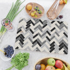 Black Gray Ivory Herringbone Pattern Pairs Valspar 2023 COTY Cozy White 3008-10C Cutting Board Gallery Image 2