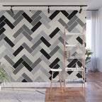 Black Gray Ivory Herringbone Pattern Pairs Valspar 2023 COTY Cozy White 3008-10C Wall Mural Gallery Image 1