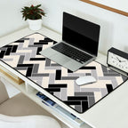 Black Gray Ivory Herringbone Pattern Pairs Valspar 2023 COTY Cozy White 3008-10C Desk Mat Gallery Image 2