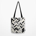 Black Gray Ivory Herringbone Pattern Pairs Valspar 2023 COTY Cozy White 3008-10C Tote Bag Gallery Image 2