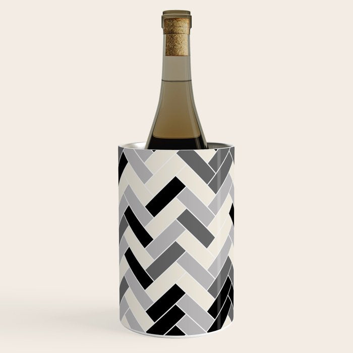 Black Gray Ivory Herringbone Pattern Pairs Valspar 2023 COTY Cozy White 3008-10C Wine Chiller Gallery Image 3