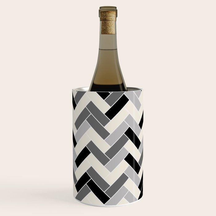 Black Gray Ivory Herringbone Pattern Pairs Valspar 2023 COTY Cozy White 3008-10C Wine Chiller Gallery Image 1