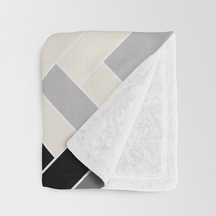 Black Gray Ivory Herringbone Pattern Pairs Valspar 2023 COTY Cozy White 3008-10C Throw Blanket Gallery Image 3