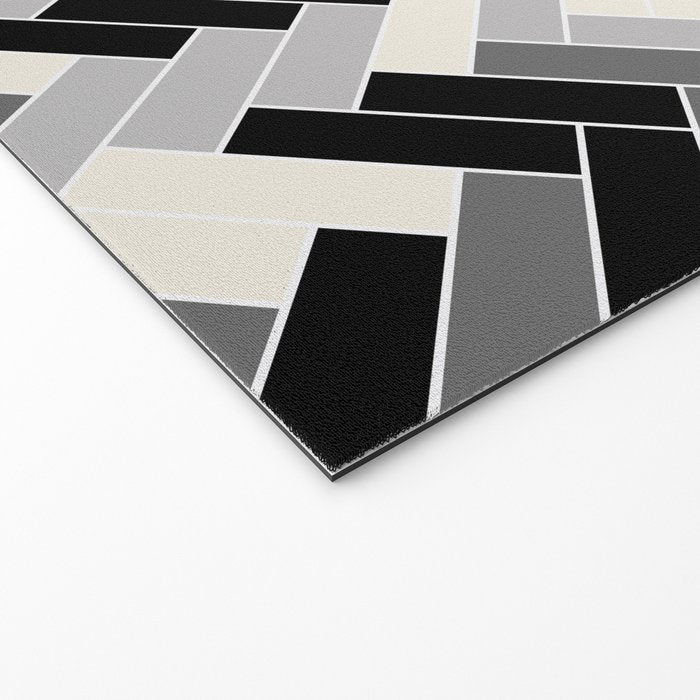 Black Gray Ivory Herringbone Pattern Pairs Valspar 2023 COTY Cozy White 3008-10C Welcome Mat Gallery Image 2