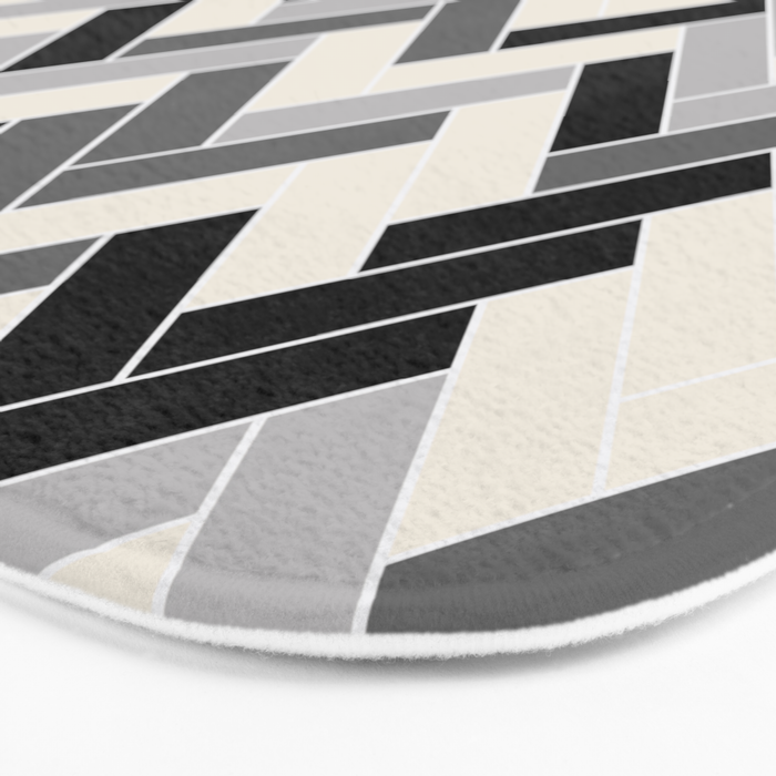 Black Gray Ivory Herringbone Pattern Pairs Valspar 2023 COTY Cozy White 3008-10C Bath Mat Gallery Image 3