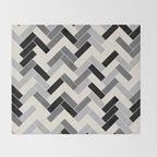 Black Gray Ivory Herringbone Pattern Pairs Valspar 2023 COTY Cozy White 3008-10C Throw Blanket Gallery Image 2