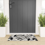 Black Gray Ivory Herringbone Pattern Pairs Valspar 2023 COTY Cozy White 3008-10C Welcome Mat Gallery Image 3
