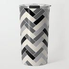 Black Gray Ivory Herringbone Pattern Pairs Valspar 2023 COTY Cozy White 3008-10C Travel Mug Gallery Image 1