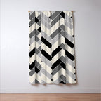 Black Gray Ivory Herringbone Pattern Pairs Valspar 2023 COTY Cozy White 3008-10C Window Curtain Gallery Image 3
