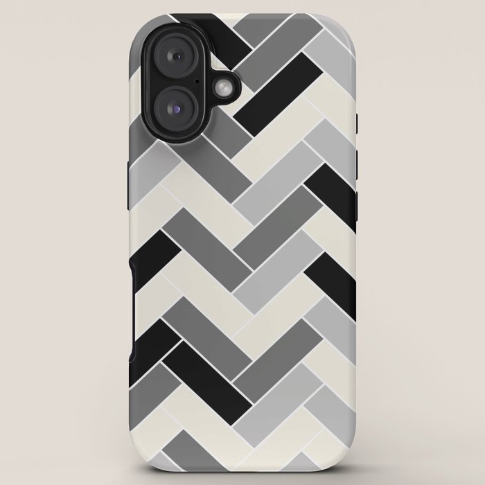 Black Gray Ivory Herringbone Pattern Pairs Valspar 2023 COTY Cozy White 3008-10C iPhone Case Gallery Image 5