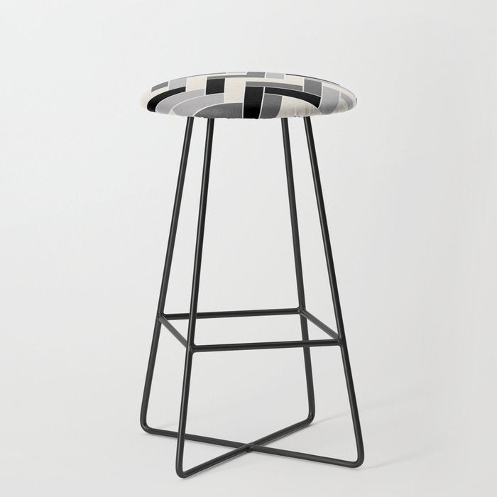 Black Gray Ivory Herringbone Pattern Pairs Valspar 2023 COTY Cozy White 3008-10C Stool Gallery Image 1