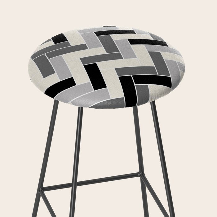 Black Gray Ivory Herringbone Pattern Pairs Valspar 2023 COTY Cozy White 3008-10C Stool Gallery Image 2