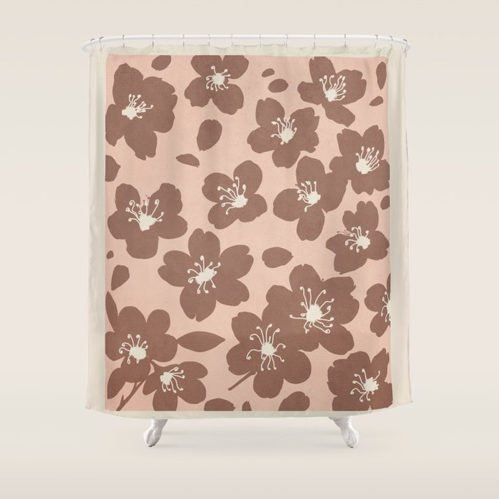 Mocha Blossoms Harmony Shower Curtain Gallery Image 1