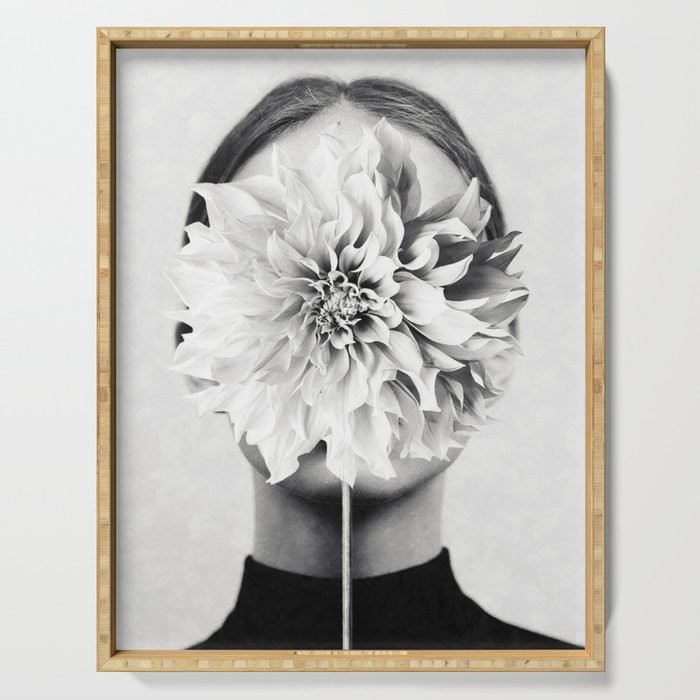 White flower ... Serving Tray Gallery Image 1