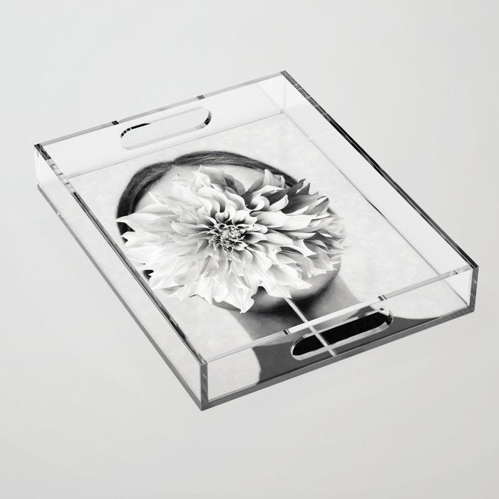 White flower ... Acrylic Tray Gallery Image 1