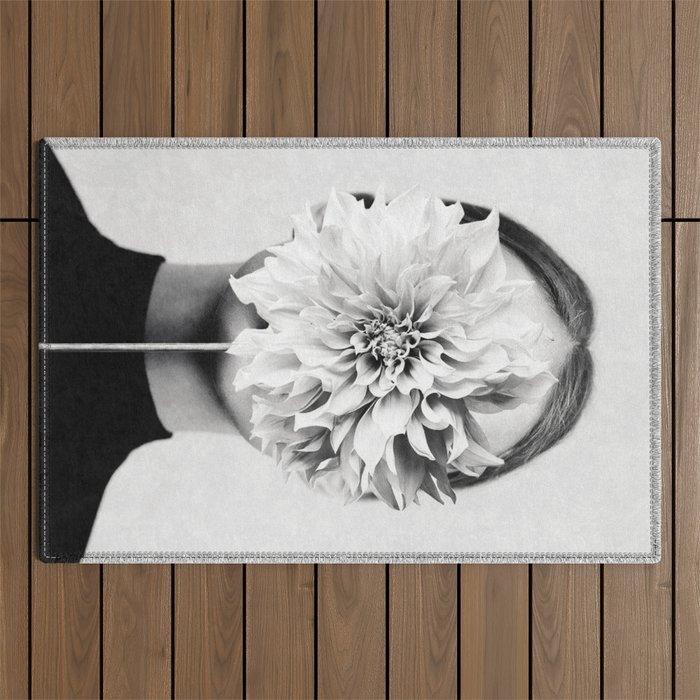 White flower ... Outdoor Rug Gallery Image 1