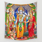 Lord Ram Devi Sita, Laxman Lord Hanuman Painting Wall Tapestry Gallery Image 4