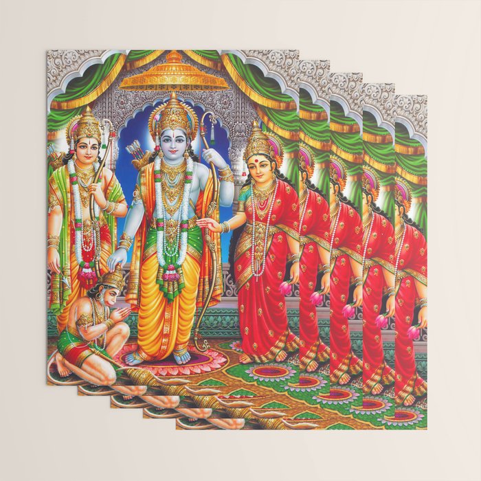 Lord Ram Devi Sita, Laxman Lord Hanuman Painting Wrapping Paper Gallery Image 3