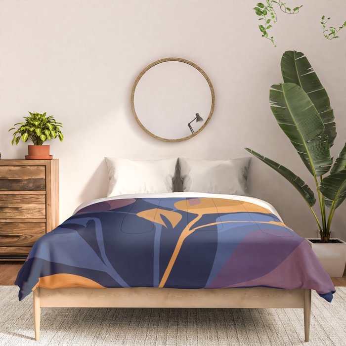 Scorpio Dark Abstract Botanical Comforter Gallery Image 3