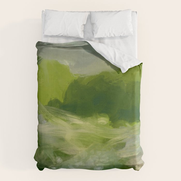 green abstract landscape art Duvet Cover Gallery Image 6