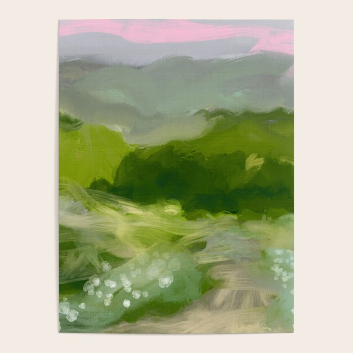 green abstract landscape art Poster Gallery Image 1