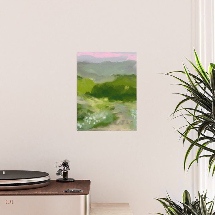 green abstract landscape art Poster Gallery Image 2