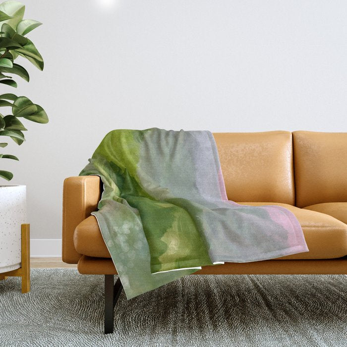 green abstract landscape art Throw Blanket Gallery Image 1