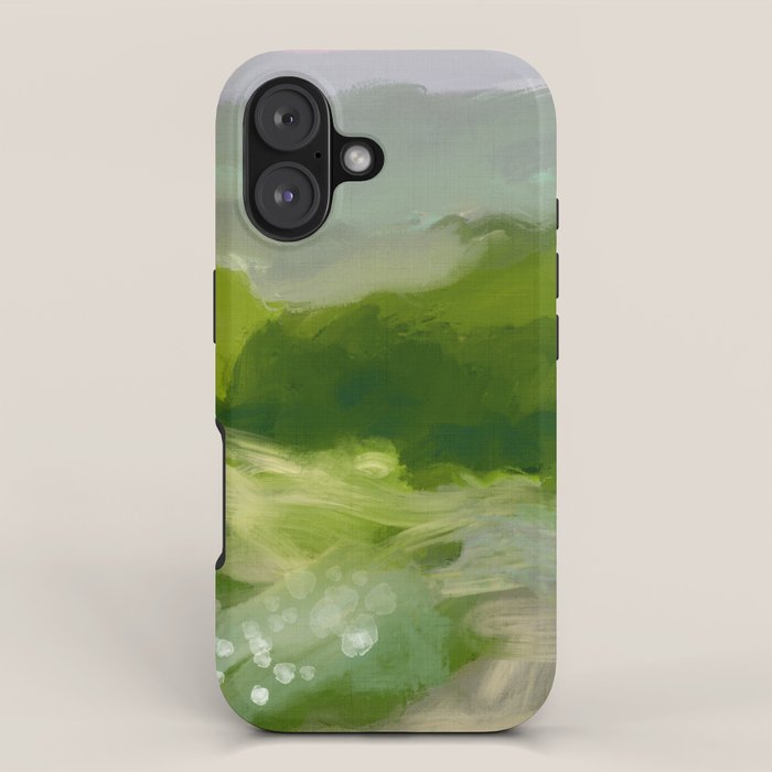 green abstract landscape art iPhone Case Gallery Image 1