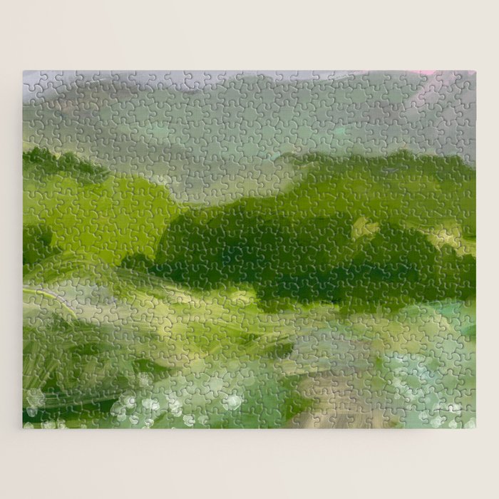 green abstract landscape art Jigsaw Puzzle Gallery Image 1