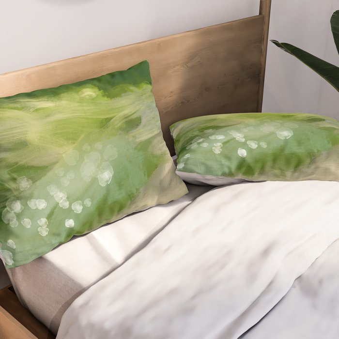 green abstract landscape art Pillow Sham Gallery Image 2