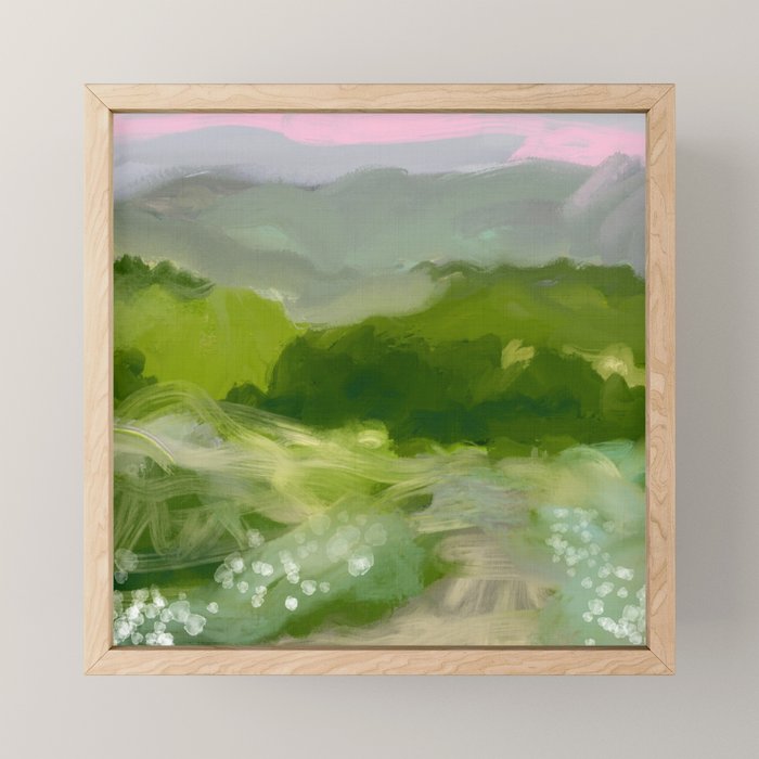 green abstract landscape art Mini Art Print Gallery Image 1