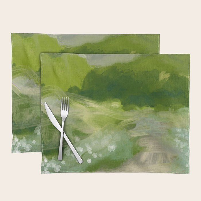 green abstract landscape art Placemat Gallery Image 1