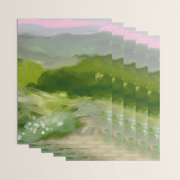 green abstract landscape art Wrapping Paper Gallery Image 3