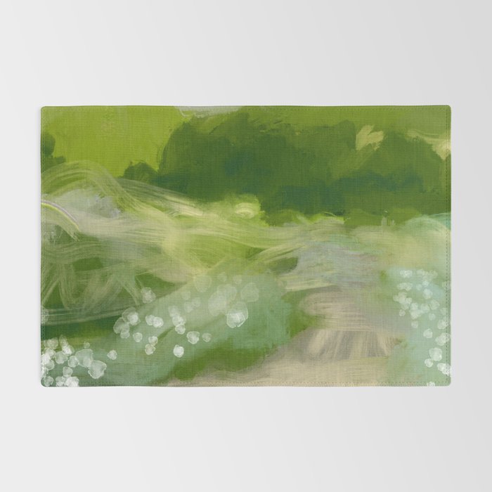 green abstract landscape art Rug Gallery Image 2