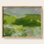 green abstract landscape art Serving Tray Gallery Image 1