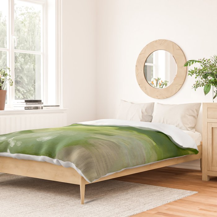 green abstract landscape art Duvet Cover Gallery Image 2