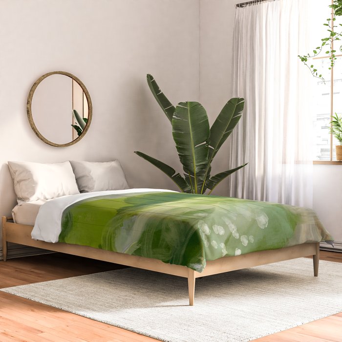 green abstract landscape art Comforter Gallery Image 2