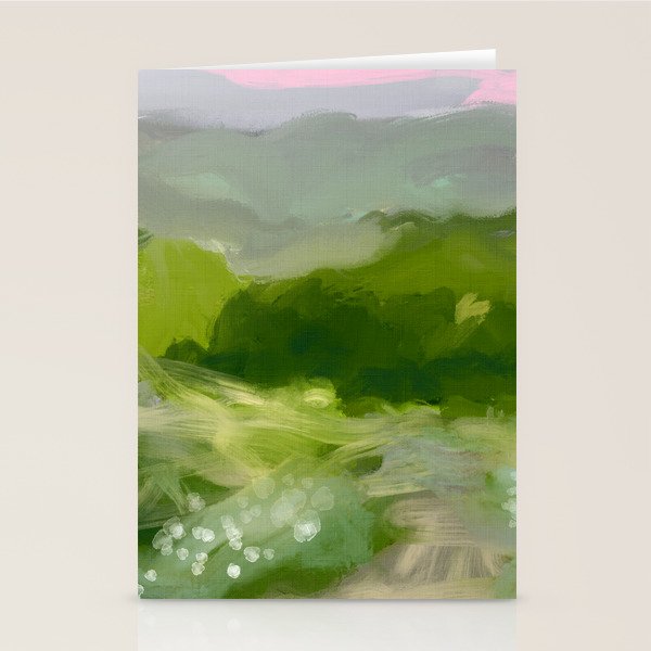 green abstract landscape art Stationery Card Gallery Image 2
