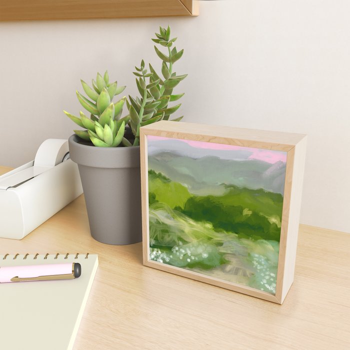 green abstract landscape art Mini Art Print Gallery Image 2