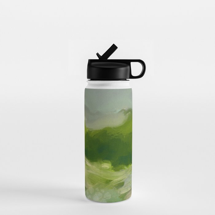 green abstract landscape art Water Bottle Gallery Image 1