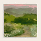 green abstract landscape art Wood Wall Art Gallery Image 1