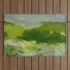 green abstract landscape art Outdoor Rug Gallery Image 1