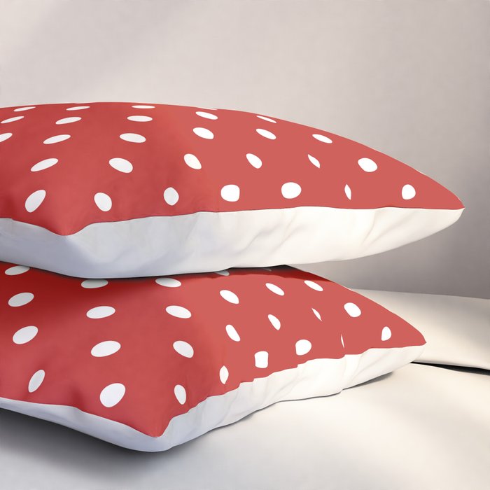 Polka Dot Classic Pattern in Red and White Pillow Sham Gallery Image 3